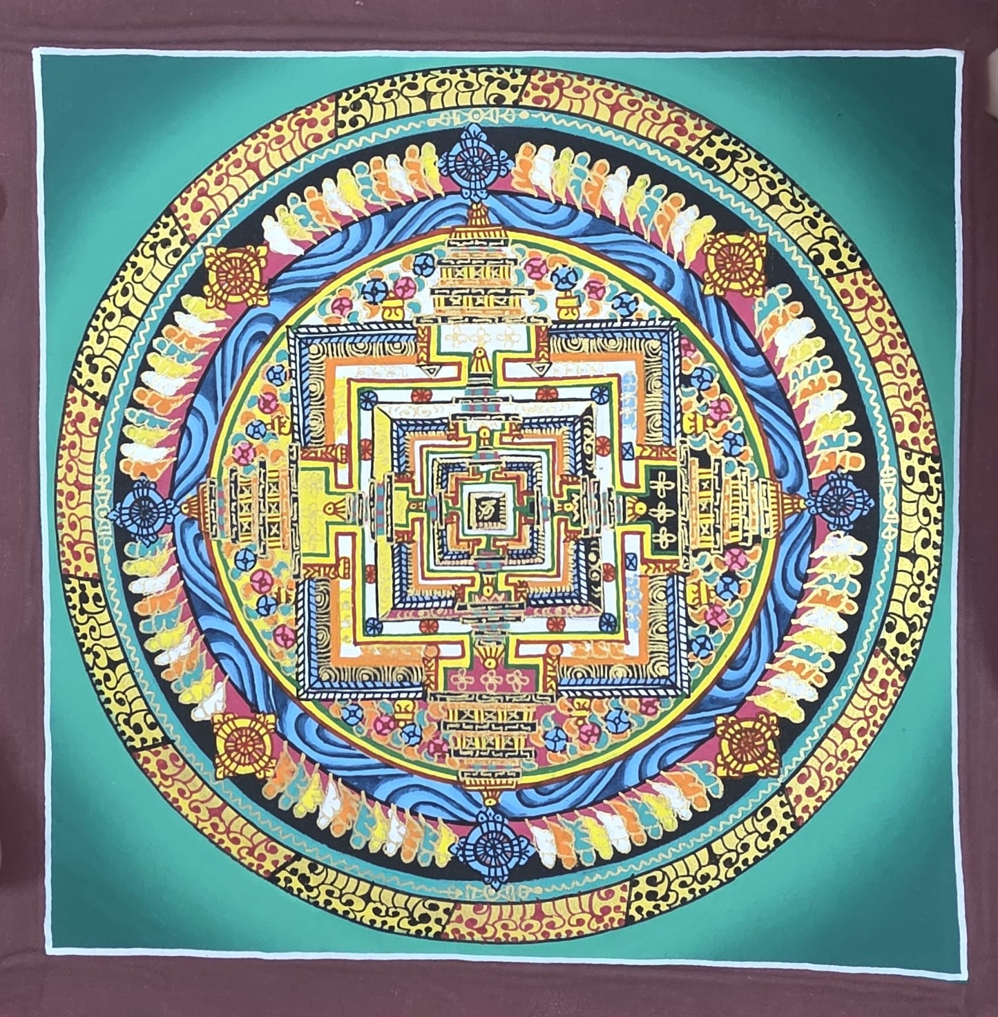 Hand-Painted Tibetan Kalachakra Mandala Thangka